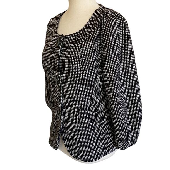 Ann Taylor Black White Dot Suit Blazer 3 Button Puff Sleeve Jacket - 4 - Picture 5 of 10